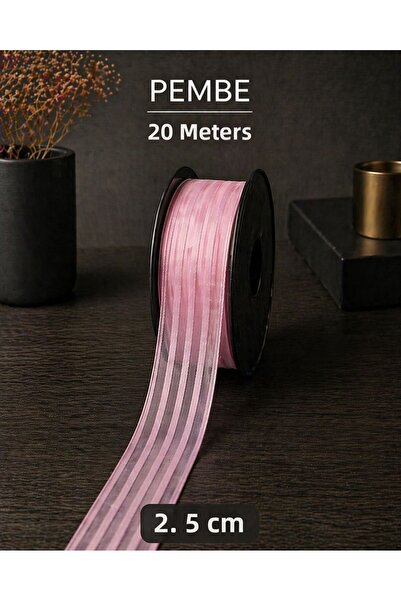 Esteks Dantel ve Tekstil Aksesuarları Ριγέ κορδέλα σιφόν 2,5 εκ. 20 μ., Νύφη,...