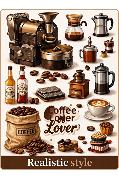YEAP OFFICE Coffee Concept Sticker Set – 6 Different Styles of Coffee Lover L...