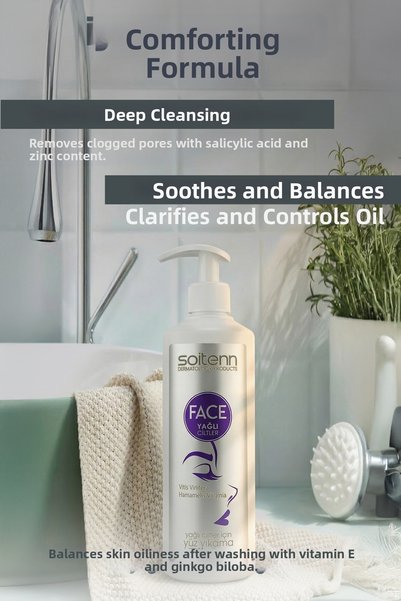 SOİTENN Salicylic Acid Zinc Vitamin E Facial Cleansing Shampoo for Oily Skin 500 ml