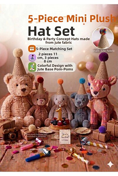 asöy Μικροσκοπικό καπέλο για παιχνίδια Ύφασμα από γιούτα Πάρτι 5 τεμάχια (2 τ...