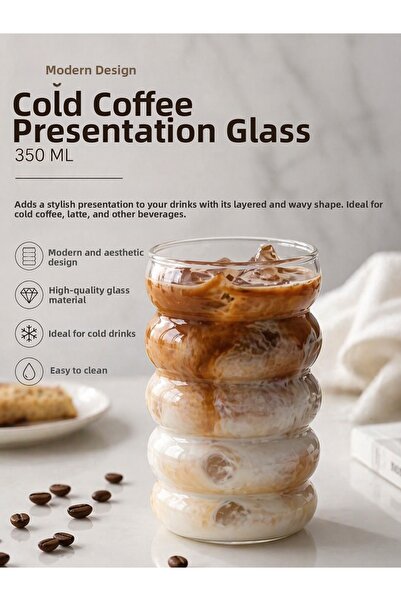 House Bird Modern Design Glass Cold Coffee Presentation Cup 350 ml