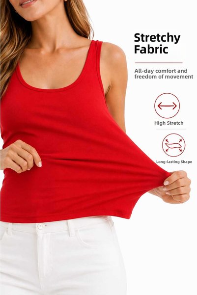 duygu altıntaş Women's Red Plain Combed Cotton Undershirt – Flexible, Soft Basic Daily Top