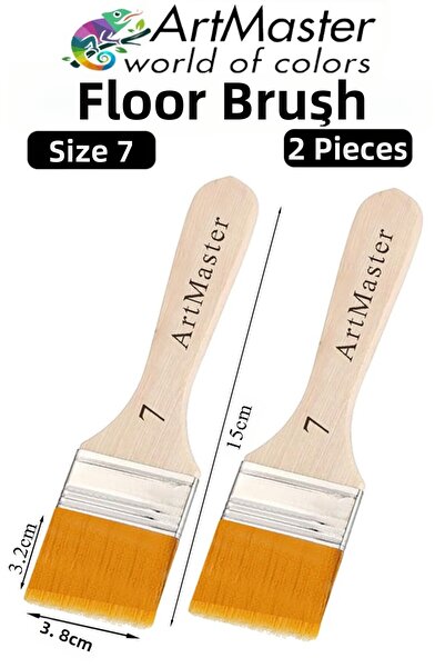 Artmaster Floor Brush 7 Number 2 Pieces Paint Brush Synthetic Silk Tip Bristl...