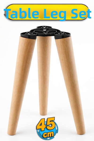 Badem10 Ξύλινο Τραπέζι Σαλονιού Σετ 3 Ποδιών 45 cm Zigon Σκαμπό Πουφ Πόδι Τρα...