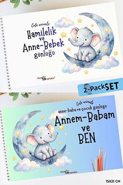 Lodos ΣΕΤ 2 Βιβλίων Αναμνηστικών Σημειώσεων (Χαριτωμένα Ζώα, Ημερολόγιο Αναμν...