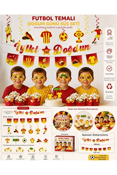 Ege Pastacılık Football Themed Birthday Decorations Set |   Happy Birthday Ba...