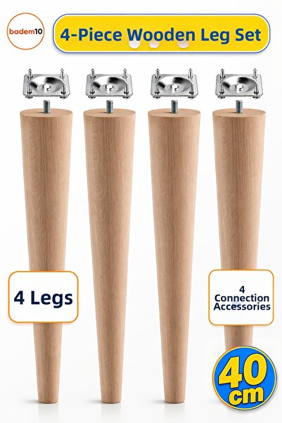 Badem10 Ξύλινο Έπιπλο Πόδι με 4 Συσκευές 40 cm Τραπέζι σαλονιού Zigon Τραπέζι...
