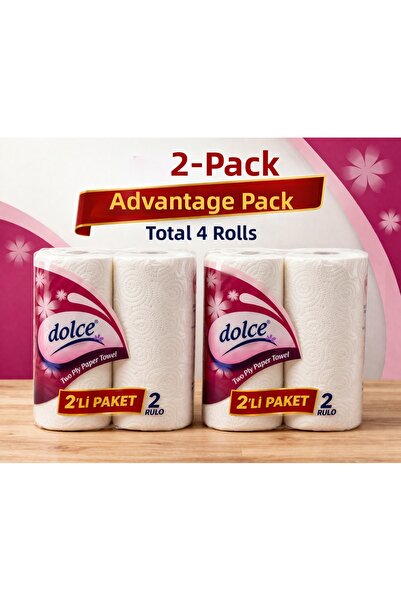 OSKA GLOBAL Dolce Double Layer Paper Towels 2 Rolls 2 Packs High Absorbency M...