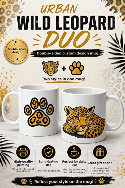 Rabona Fashion كوب بتصميم على الوجهين من Urban Wild Leopard Duo