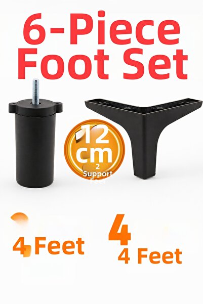 Badem10 Σετ Sedef 6 τεμαχίων - Μαύρη βάση τηλεόρασης και πολυθρόνα, πόδια βάσ...