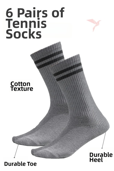 CHILEQUE 6 ζευγάρια μαύρες κάλτσες τένις – Βαμβακερές, Ανθεκτικές, Unisex