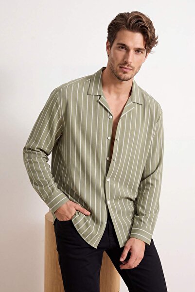 Συλλογή Trendyol Χακί oversized Ανδρικό Πουκάμισο TMNSS26GO00024