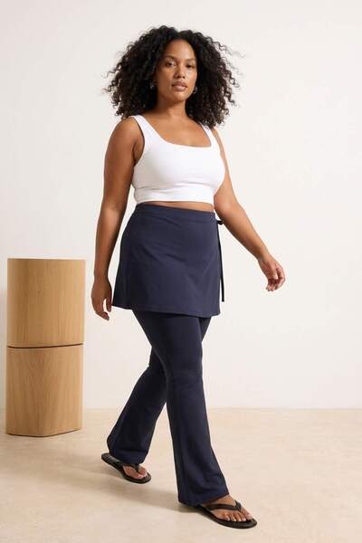 Trendyol Curve Μπλε ναυτικό ύφασμα με απαλή βούρτσα 2 τεμαχίων Ισπανικό κολάν...