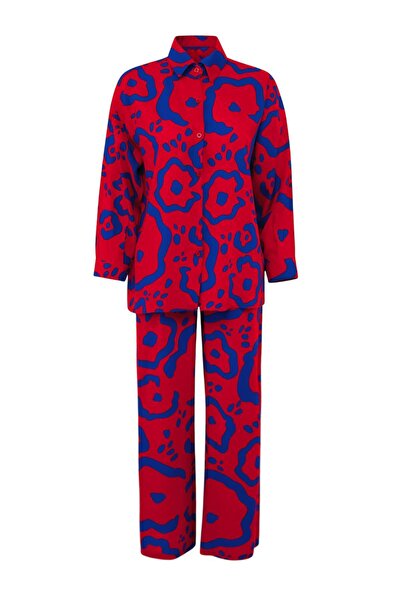 Συλλογή Trendyol Παντελόνι παραλίας με αφηρημένα σχέδια και υφαντό πουκάμισο ...