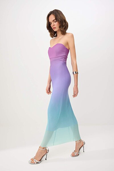 Συλλογή Trendyol Πολύχρωμο μάξι φόρεμα με ντεγκραντέ σχέδιο και επένδυση από ...