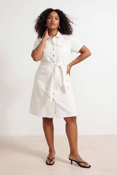 Trendyol Curve Εκρού Φούστα Ucu Με φούντες Comfort/Medium Ελαστικό Ζώνη τεμάχ...