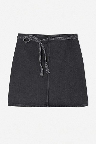 Trendyol Curve Γκρι τζιν φούστα μεγάλου μεγέθους