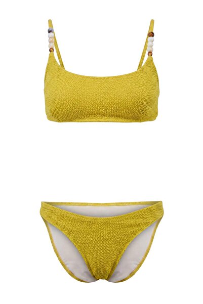 Συλλογή Trendyol Σετ μπικίνι με σουτιέν και αξεσουάρ σε χρώμα μουστάρδας, καν...