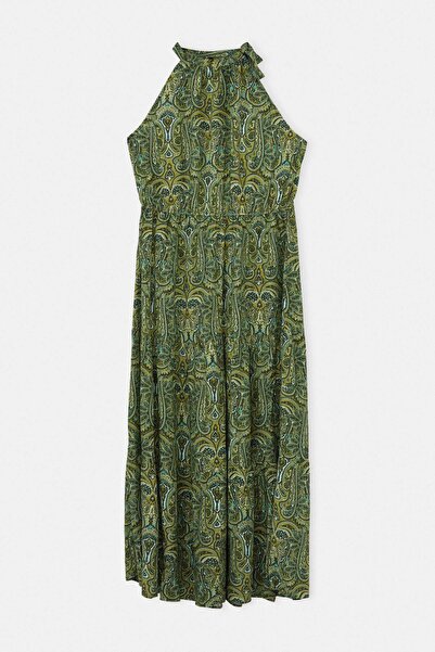 Trendyol Curve Πράσινο φόρεμα Shally Υφαντό Plus Size TBBSS26AH00042