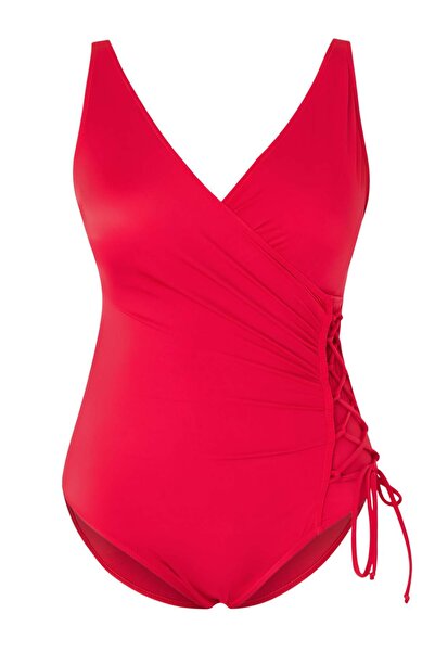 Trendyol Curve Μαγιό μεγάλου μεγέθους με λεπτομέρεια δέσιμου με διπλό στήθος ...