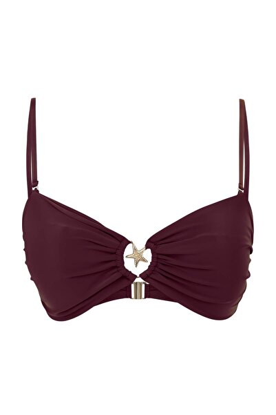 Trendyol Curve Μοβ μπλουζάκι μπικίνι χωρίς τιράντες με αξεσουάρ Premium Mix&M...