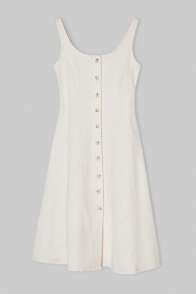 Συλλογή Trendyol Λευκό Άνετο Τζιν Φόρεμα Μίντι TWOSS26EL00660