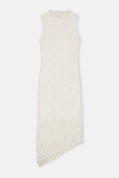 Συλλογή Trendyol Εκρού ίσιο φόρεμα με ψηλό λαιμό, αμάνικο, μάξι, με δαντέλα, ...