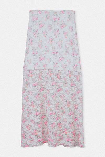 Trendyol Curve Φούστα με πολύχρωμα σχέδια από δαντέλα σε γραμμή Α με μίνι επέ...