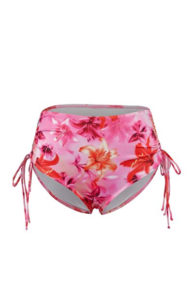 Trendyol Curve Ροζ φλοράλ σχέδιο με λεπτομέρεια δεσίματος στα πλαϊνά, μέγεθος...