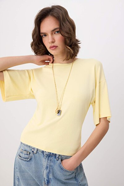 Συλλογή Trendyol Κίτρινο Εφαρμοστό/Προσαρμοσμένο στη μέση Μαλακό Πλεκτό Μπλου...