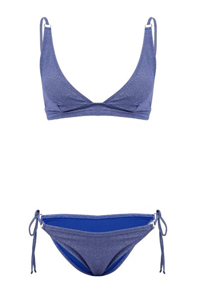 Συλλογή Trendyol Σετ μπικίνι Saks Glitter Triangle Covered Normal Waist Regul...