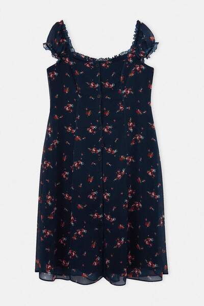 Trendyol Curve Φόρεμα Navy Blue Chiffon Woven Plus Size