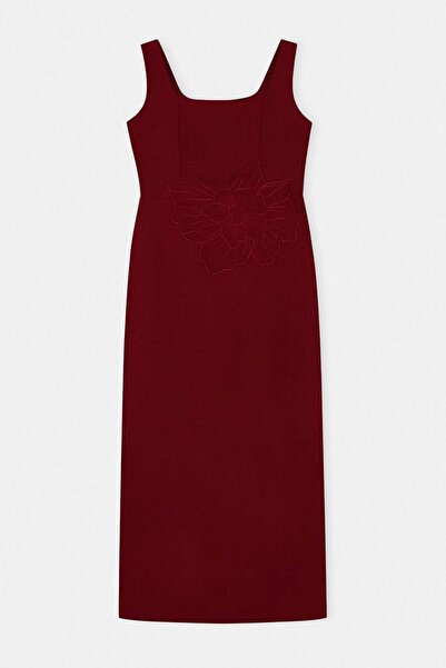 Trendyol Curve Φόρεμα μπορντό Finike Υφαντό Plus Size TBBSS26AH00002