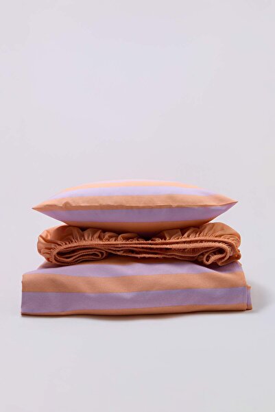 TRENDYOLMİLLA HOME Σετ Παπλωματοθήκη Μονό Κρεβάτι με Ριγέ Ελαστικά Σεντόνια T...