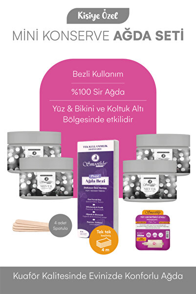 Smoothly 4 Lü Pudralı Özel Bölge Mini Konserve Ağda 65 G. + 4 Tüy Losyon + 4 ...