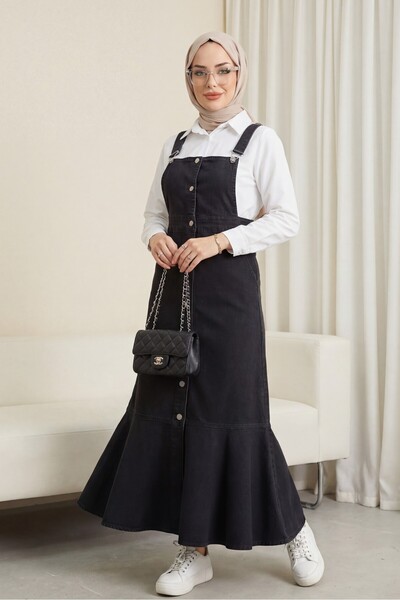 Modamorfo Φούστα με κουμπιά μπροστά και πλαϊνές τσέπες, με βολάν, τζιν Gile -...