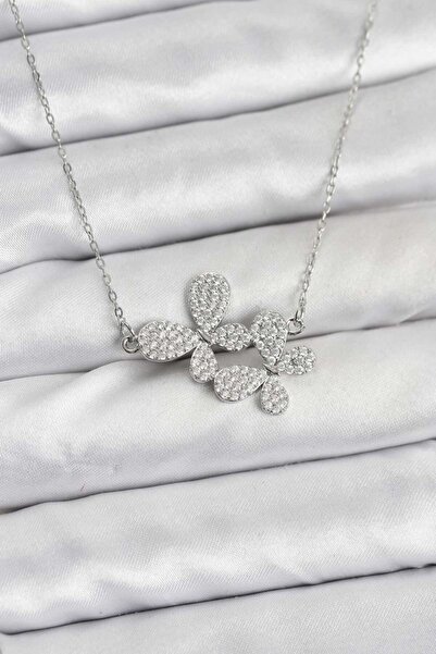 Epilons 316L Steel Chain Silver Color Zircon Stone Butterfly Model Women's Ne...