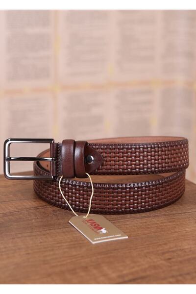 KASVA DERİ Men's Brown Patterned Belt