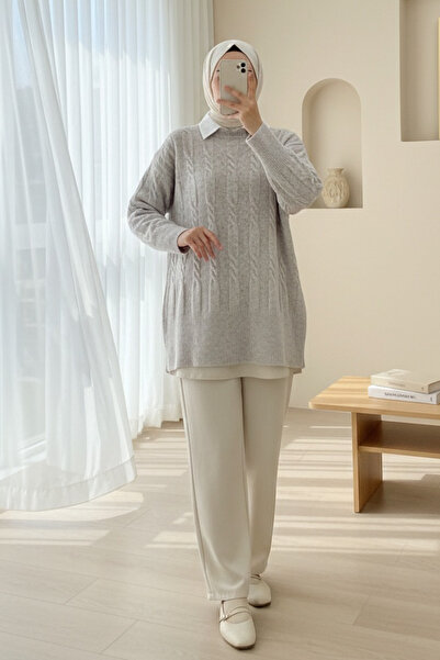 Modamorfo Πλεκτό πουλόβερ με ανάγλυφο σχέδιο - πέτρα