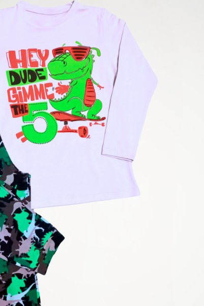 Newteam Set pijama cu pantaloni cu mânecă lungă de dinozaur