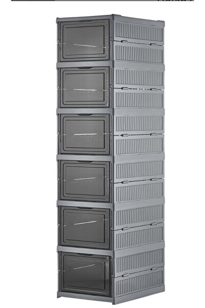 DEYHOME Πτυσσόμενο ντουλάπι για παπούτσια 6 επιπέδων – Με πόρτα, αρθρωτό, ανθ...