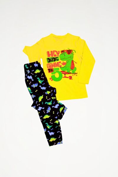 Newteam Oeko-Tex ® 100% Cotton Dinosaur Long Sleeve Pants Pajama Set