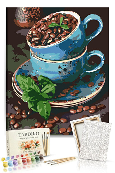 Tabdiko Sayılarla Boyama Seti 40 x 50 cm Tuval Şasesine Gerili Çekirdek Kahve...