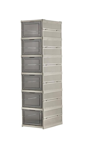 DEYHOME Πτυσσόμενο ντουλάπι για παπούτσια 6 επιπέδων – Με πόρτα, αρθρωτό, ανθ...