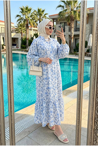 Kirazca Butik Γυναικείο μακρύ φόρεμα χιτζάμπ από ύφασμα Premium Modal με φλορ...