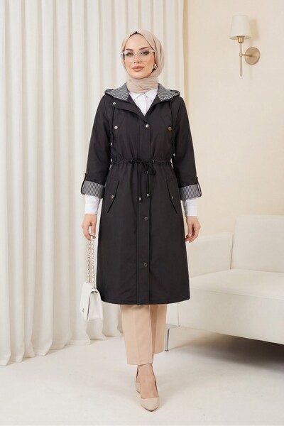 Modamorfo Καμπαρντίνα με μαύρη ριγέ φόδρα