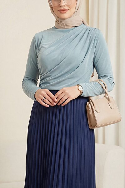 Modamorfo Набрана пясъчна блуза с половин яка