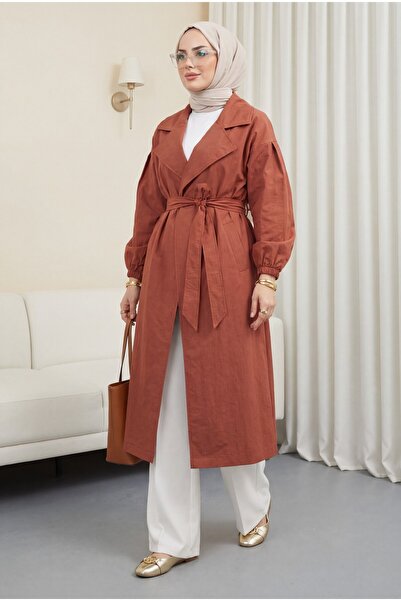 Modamorfo Καμπαρντίνα με ελαστικά μανίκια και επένδυση - κεραμίδι