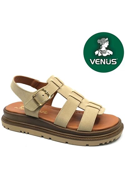 Venüs صندل نسائي من الجلد الطبيعي مريح لتقويم العظام من Riwing باللون البيج
