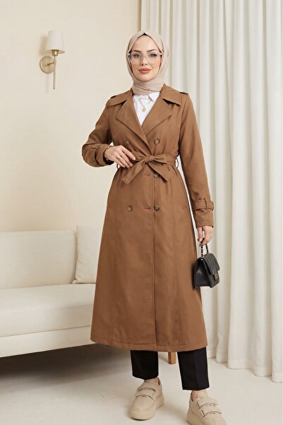 Modamorfo Lined Belted Trenckot -μαύρισμα